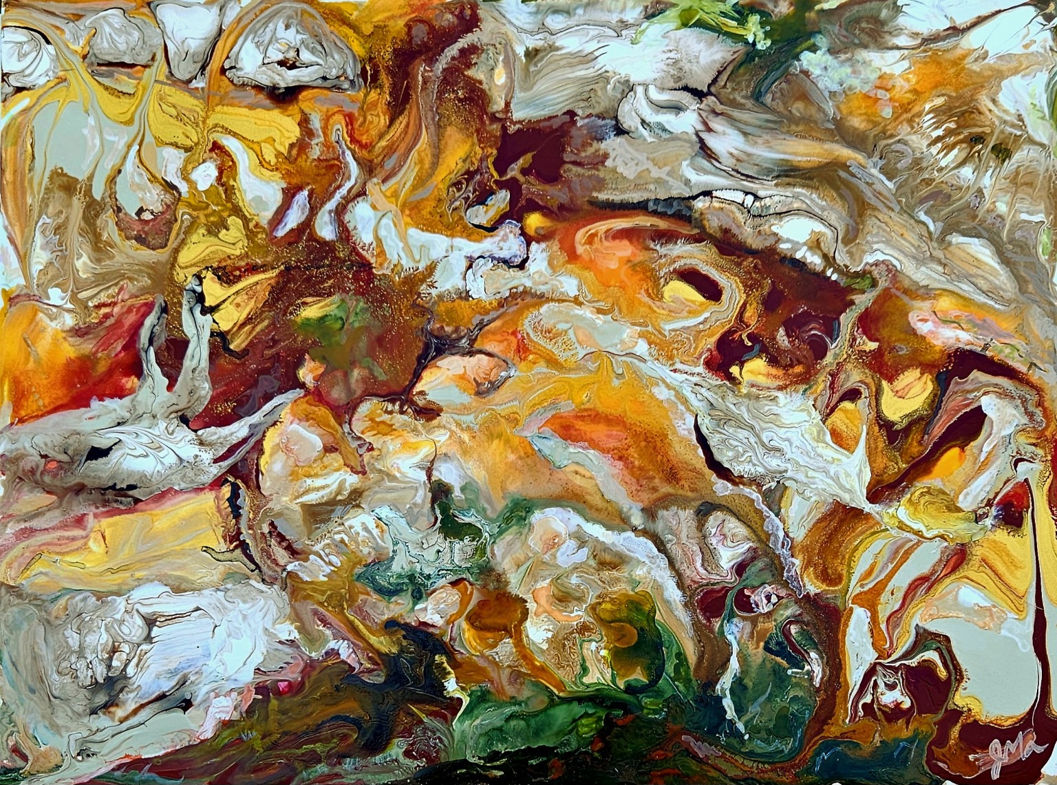 Close view of an expressive abstract painting